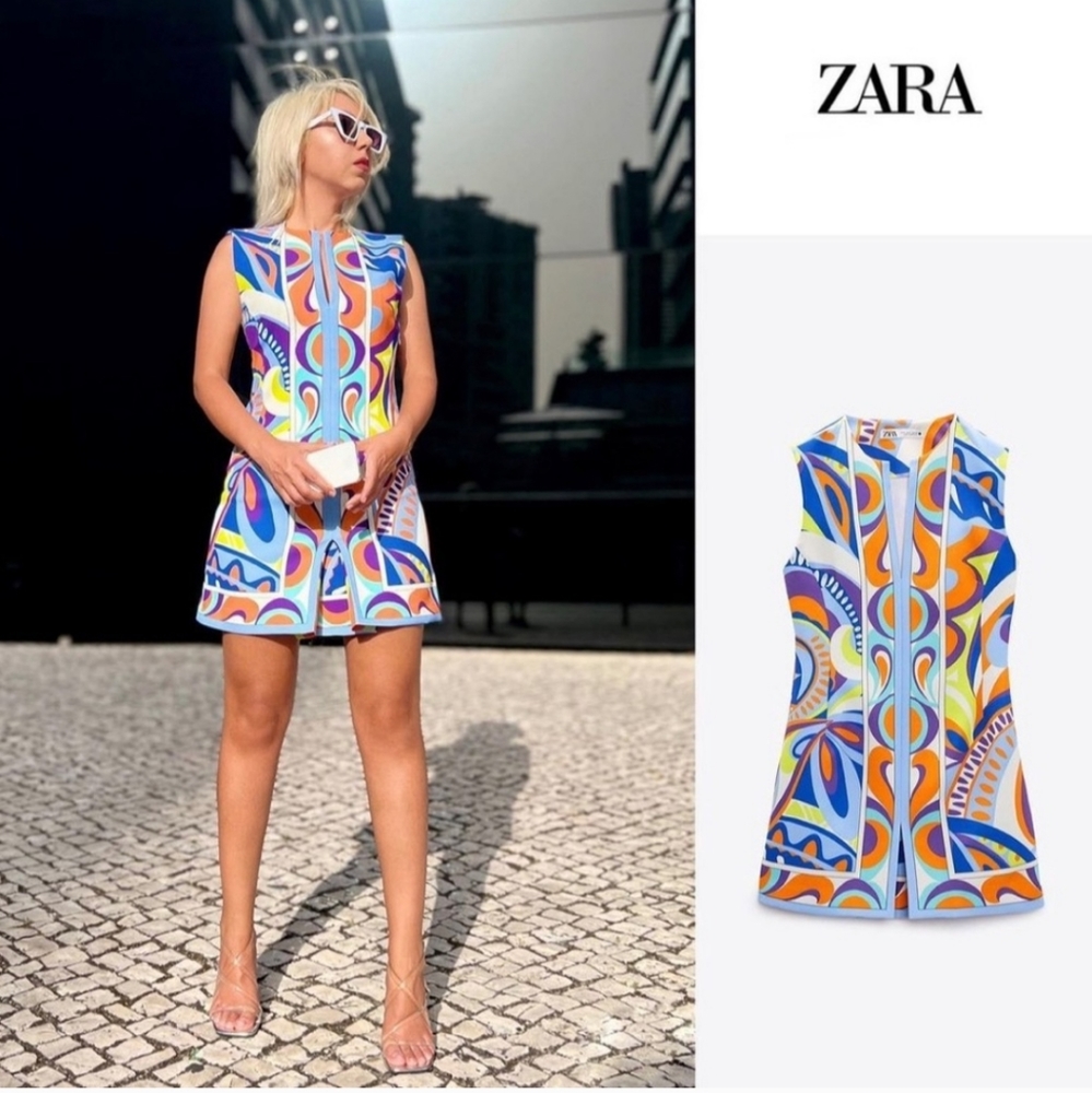 Zara Printed Dress Mini NEW Pucci Vibes Size S - Picture 2 of 16
